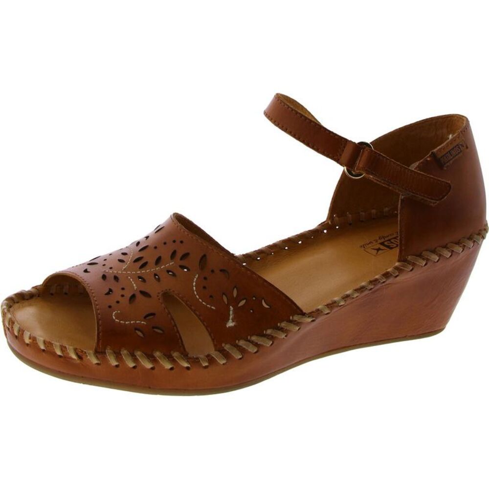 PIKOLINOS Brown Leather Cut-Out Sandals